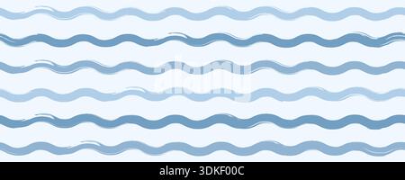 Babywelliges Muster. Nahtloser Grunge-Hintergrund mit lockigen Linien. Meeresmotiv in Wasserfarben mit schlichtem Hintergrund. Vektorabbildung Stock Vektor