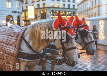 Hackney Taxi auf dem Weihnachtsmarkt in der Hofburg in Wien Stockfoto