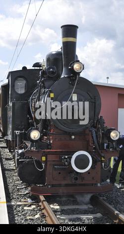 Dampflokomotive, Lokomotive, Eisenbahn, historisch, nostalgisch, feuriger Elias, Lokomotive 7, Darmstadt, Museumsbahn, Schmalspurlokomotive Stockfoto