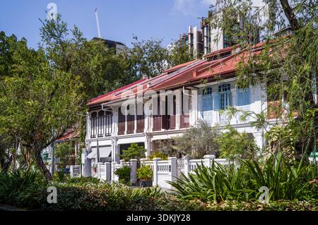 Emerald Hill Heritage Shophouses Singapur, bekannt für seine farbenfrohen chinesischen Barockhäuser aus peranakan, die erhalten sind Stockfoto