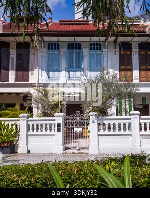 Emerald Hill Heritage Shophouses Singapur, bekannt für seine farbenfrohen chinesischen Barockhäuser aus peranakan, die erhalten sind Stockfoto