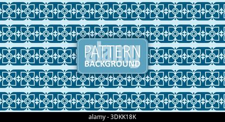 Blauer, sich wiederholender Blumenhintergrund mit horizontalen Reihen Stock Vektor