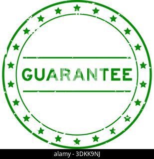 Grunge grün Garantie Wort rund Gummisiegelstempel auf weißem Hintergrund Stock Vektor