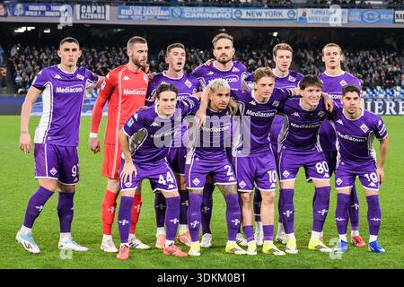 NEAPEL, ITALIEN - JANUAR 31: Albert Gudmundsson von ACF Fiorentina, David de Gea von ACF Fiorentina, Dodo von ACF Fiorentina, Giovanni Fabbian von ACF Fiorentina, Manor Solomon von ACF Fiorentina, Marco Brescianini von ACF Fiorentina, Marin Pongracic von ACF Fiorentina 31, Nicolo Fagioli von ACF Fiorentina 2026, Pietro Comuzzo (Foto: Ciro Santangelo/Orange Pictures) Stockfoto