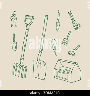 Set handgezeichneter Kritzelgarnitur Stock Vektor