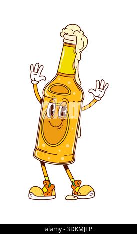 Funky groovige Vektor Bierflasche Charakter Stock Vektor