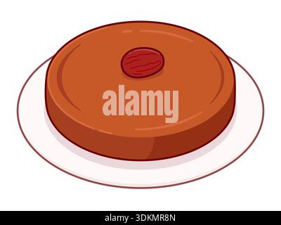 Nian Gao, traditioneller chinesischer Reiskuchen zum Neujahrsfest mit Datum. Einfache Zeichentrickvektor-ClipArt-Illustration. Stock Vektor