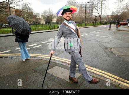 Trinity Saints Church, London, Großbritannien. Februar 2026. Der jährliche Clowns-Gottesdienst in der Trinity Saints Kirche, in dem Clowns, Clowning und Joseph Grimaldi gefeiert werden. Quelle: Matthew Chattle/Alamy Live News Stockfoto