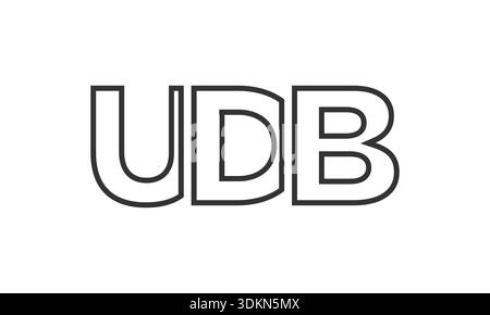 UDB-Logo-Designvorlage mit starkem und modernem, fettgedrucktem Text. Anfänglich basierter Vektorlogotyp mit einfacher und minimaler Typografie. Trendige Firmen-ID Stock Vektor