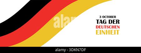 3. Oktober, Tag der deutschen Einheit. Vektorhintergrund mit deutscher Flagge im einfachen Stil, Symbol. Nationalfeiertag Deutschlands. Unity Day Grußkarte 3 Stock Vektor