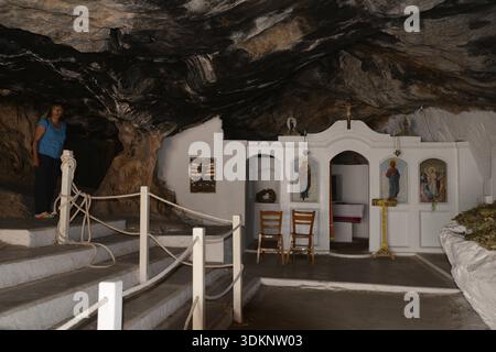 Kapelle, Kirche, Höhle, Milatos, Kreta, Griechenland, Natur, Höhlen, Geologie, Religion, Altar, griechisch-orthodox Stockfoto