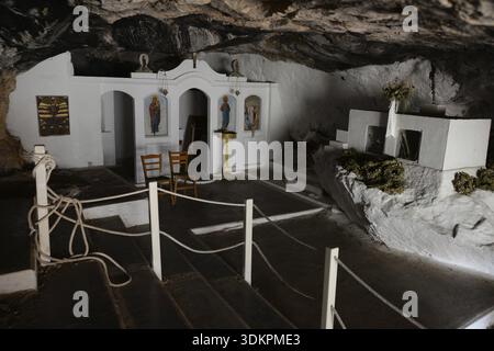 Kapelle, Kirche, Höhle, Milatos, Kreta, Griechenland, Natur, Höhlen, Geologie, Religion, Altar, griechisch-orthodox Stockfoto