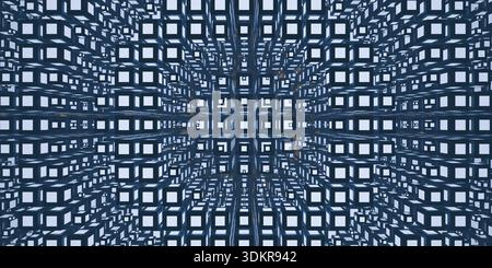 Perspektive von sich wiederholenden blauen Würfelbildern Stockfoto