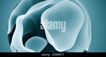 3D-Rendering mit durchscheinender blauer organischer Kugel Stockfoto
