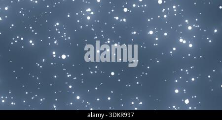 Blaues Bokeh 3D-Rendering für Schneefall Stockfoto
