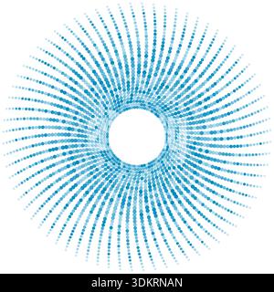 Geometrische Minimal Tech blaue Halbtöne spiralförmig gepunktete Linien abstrakter Hintergrund. Konzeptvektordesign Stock Vektor