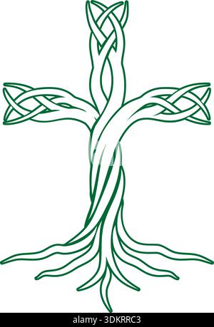 Christliches Kreuz Baum des Lebens Icon Illustration Stock Vektor