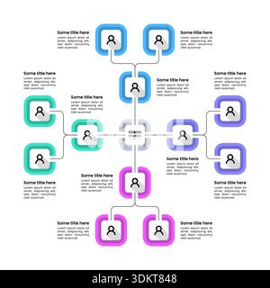 Infografik-Vorlage. Geschäftshierarchie mit 4 Filialen. Vektorabbildung Stock Vektor