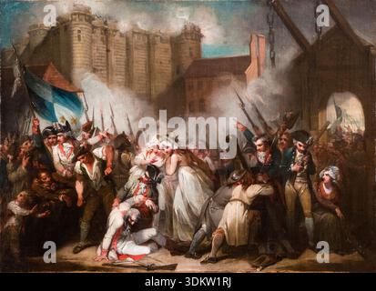 The Storming of the Bastille, Gemälde der Französischen Revolution von Henry Singleton, 1789-1791 Stockfoto