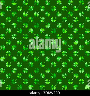 Shamrock Muster St. Patricks Day Hintergrund, nahtlose Vektor-Illustration, hellgrüne Blätter der Kleeblatt Pflanze. Festlicher Hintergrund für Digital und PR Stock Vektor