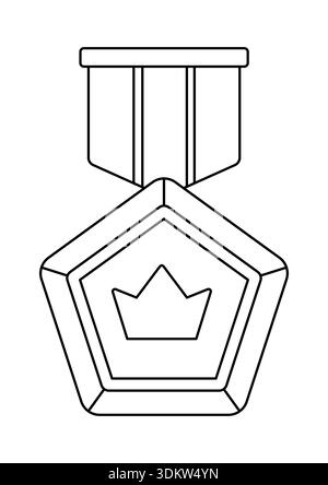 Goldmedaille mit Band und Krone. Spielpreis für die Gewinner. Illustration des Preises für Sportwettbewerbe. Stock Vektor