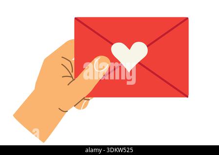 Hand hält einen Liebesbrief als Symbol für Romantik, Intimität und emotionale Verbindung, perfekt visuell für Valentinstag Vektor-Illustration Stock Vektor