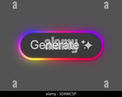 Abbildung: Farbige Schaltfläche „KI Generativ“ Stockfoto