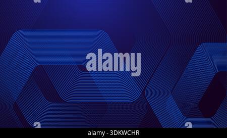 Blauer abstrakter leuchtender geometrischer Hintergrund mit Sechsecken. Futuristisches Technologiekonzept. Hintergrund für Cover, Banner, Poster, Präsentation, Website Stock Vektor