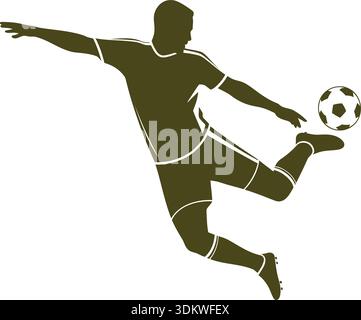 Fußballspieler Kicking Ball Silhouette Fußball Action Sport Illustration Stock Vektor