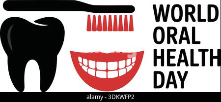 World Oral Health Day Banner mit Zahnbürste und Smile Zahnpflege Konzept Stock Vektor