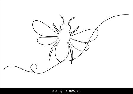 Symmetrische Honigbiene Draufsicht durchgehende einzeilige Zeichnung für Umwelt und Garten minimalistische Vektor-Illustration Stock Vektor