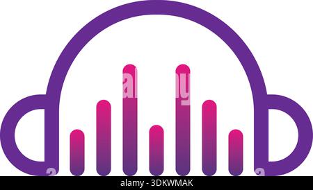 3D-Kopfhörer auf Sprechblase. Abbildung kabelloser Kopfhörer. Technologie und Musikkonzept. Moderner Vektor im 3D-Stil Stock Vektor