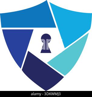 Design der ikon-Logo-Vorlage für den Schutz der Sicherheitssperre. Freier Vektor Stock Vektor