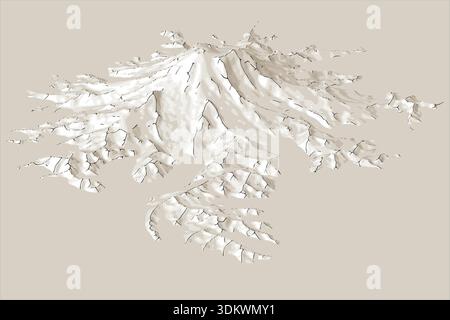 Stilisierte schräge Illustration des Mount Rainier Vulkan, Washington, zeigt vulkanische Gebirgsmorphologie und Geländeform in einem minimalistischen Skizzenstil Stock Vektor