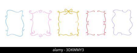 Skurriles Dekorationsrahmen-Set Im Vintage-Stil Stock Vektor