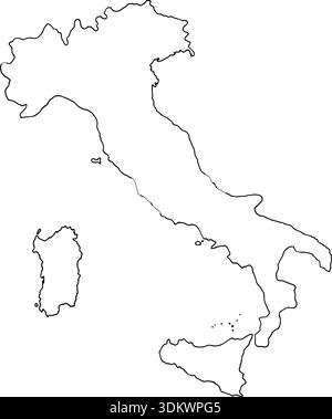 Linienkontur für Italien. Handgezeichnete Doodle-Silhouette auf transparentem Hintergrund. Stock Vektor