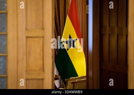 RIGA, Lettland. Februar 2026. Baiba Braze, Minister für auswärtige Angelegenheiten Lettlands, trifft mit Samuel Okudzeto Ablakwa, Außenminister Ghanas. Quelle: Gints Ivuskans/Alamy Live News Stockfoto