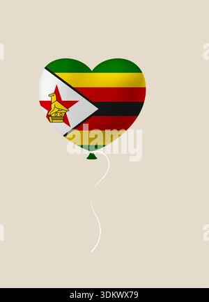 Die Flagge Simbabwes auf einem Ballon in Herzform, der als Symbol der nationalen Liebe und des patriotischen Stolzes schwimmt. Stock Vektor