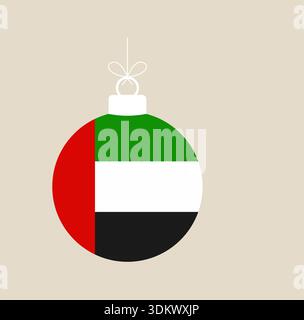 Flagge der Vereinigten Arabischen Emirate Weihnachtsschmuck hängt als festliche Dekoration für den Nationalfeiertag oder Feiertag der Vereinigten Arabischen Emirate. Stock Vektor