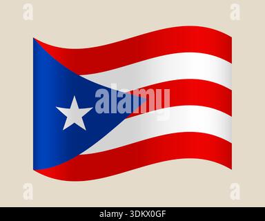 Puerto-ricanische Nationalflagge winkt anmutig in einer Vektorillustration, ein patriotisches Symbol für kulturellen Stolz und Freiheit. Stock Vektor