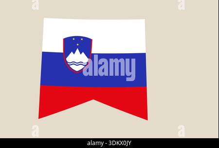 Slowenische Flagge Vektor-Illustration in einer einzigartigen Lesezeichenform, die die europäische Nation mit patriotischem Stolz repräsentiert. Stock Vektor