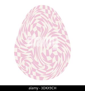 Ostereier mit Retro-Groovigen Mustern im Stil der 60er-70er Jahre. Grooviger Hippie Happy Easter mit verzerrtem psychedelischen Design. Vektor Stock Vektor