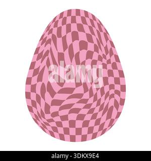 Ostereier mit Retro-Groovigen Mustern im Stil der 60er-70er Jahre. Grooviger Hippie Happy Easter mit verzerrtem psychedelischen Design. Vektor Stock Vektor