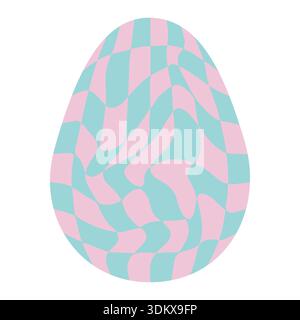 Ostereier mit Retro-Groovigen Mustern im Stil der 60er-70er Jahre. Grooviger Hippie Happy Easter mit verzerrtem psychedelischen Design. Vektor Stock Vektor