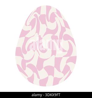 Ostereier mit Retro-Groovigen Mustern im Stil der 60er-70er Jahre. Grooviger Hippie Happy Easter mit verzerrtem psychedelischen Design. Vektor Stock Vektor