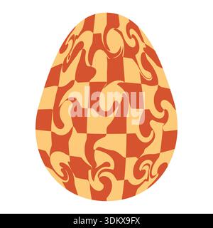 Ostereier mit Retro-Groovigen Mustern im Stil der 60er-70er Jahre. Grooviger Hippie Happy Easter mit verzerrtem psychedelischen Design. Vektor Stock Vektor