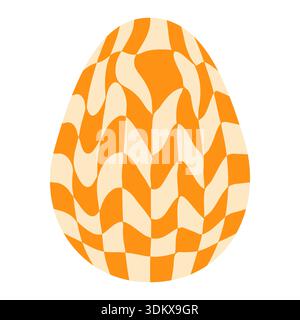 Ostereier mit Retro-Groovigen Mustern im Stil der 60er-70er Jahre. Grooviger Hippie Happy Easter mit verzerrtem psychedelischen Design. Vektor Stock Vektor