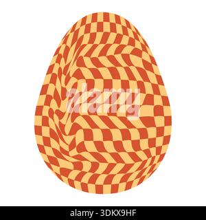 Ostereier mit Retro-Groovigen Mustern im Stil der 60er-70er Jahre. Grooviger Hippie Happy Easter mit verzerrtem psychedelischen Design. Vektor Stock Vektor