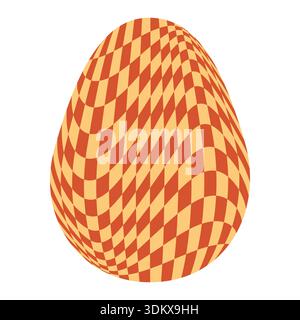 Ostereier mit Retro-Groovigen Mustern im Stil der 60er-70er Jahre. Grooviger Hippie Happy Easter mit verzerrtem psychedelischen Design. Vektor Stock Vektor