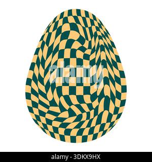 Ostereier mit Retro-Groovigen Mustern im Stil der 60er-70er Jahre. Grooviger Hippie Happy Easter mit verzerrtem psychedelischen Design. Vektor Stock Vektor